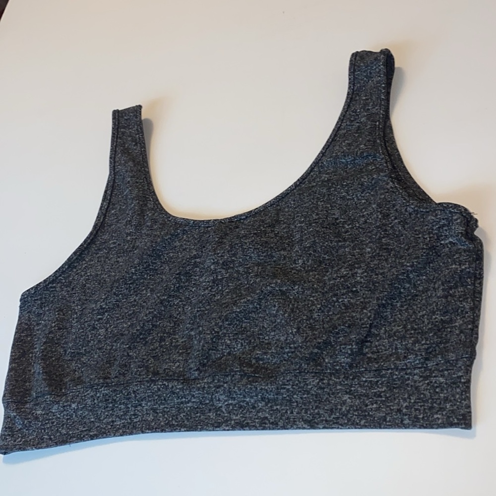 Dark Gray Unlined Sports Bra High Cropped Top - Picture 2 of 4